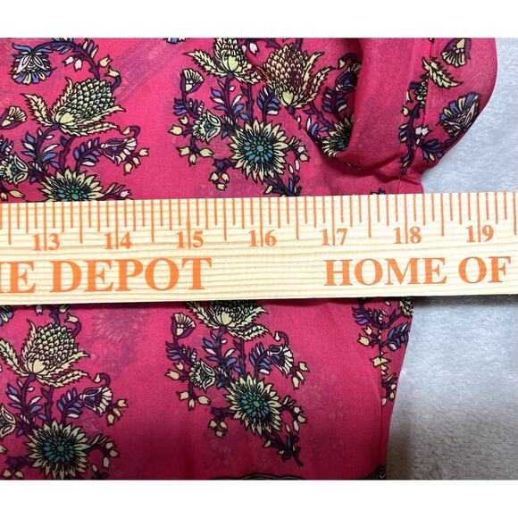 Hale Bob Silk Print Beaded Size Small Cabana Peasant Top Boho Chic Resort Blouse - Picture 8 of 12